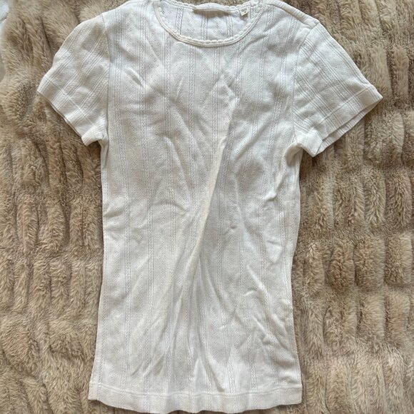 Doen Vivi Tee in Cream Pointelle - Picture 4 of 6